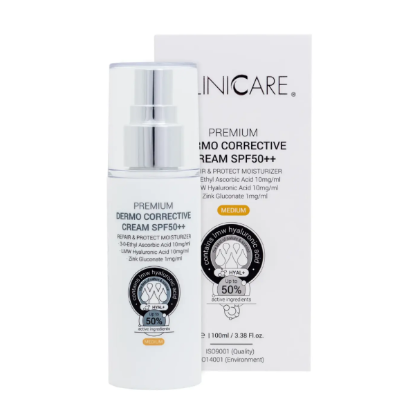 CLINICCARE Koreguojamasis kremas su spalva PREMIUM DERMO CORRECTIVE CREAM SPF50++ (Medium)