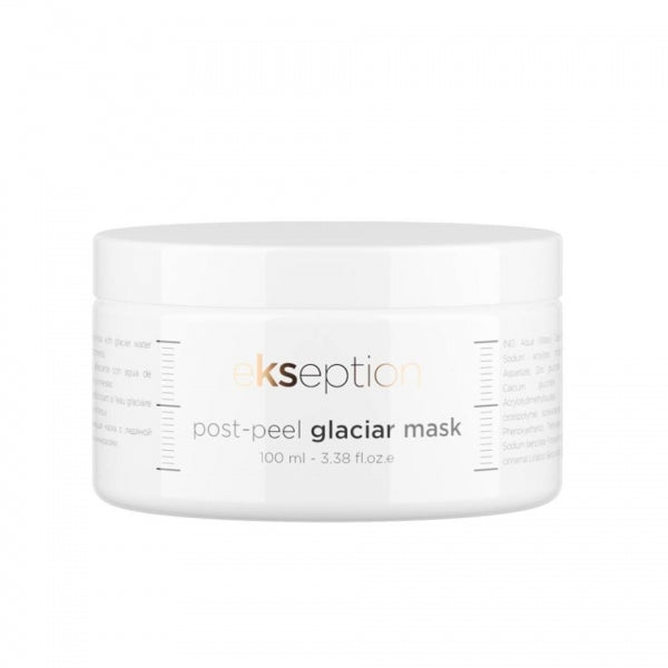 EKSEPTION Post Peel Glaciar Mask gaivinamoji kaukė su ledynų vandeniu ir mikroelementais Zn, Mg, Cu, Ca, 100 ml