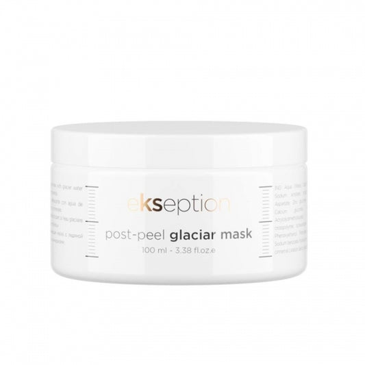 EKSEPTION Post Peel Glaciar Mask gaivinamoji kaukė su ledynų vandeniu ir mikroelementais Zn, Mg, Cu, Ca, 100 ml