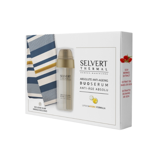 SELVERT THERMAL ABSOLUTE ANTI-AGING dvifazis serumas prieš odos senėjimą, 30 ml + satino skarelė