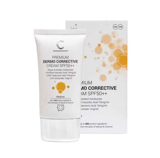 CLINICCARE Koreguojamasis kremas su spalva PREMIUM DERMO CORRECTIVE CREAM SPF50++ (Medium)
