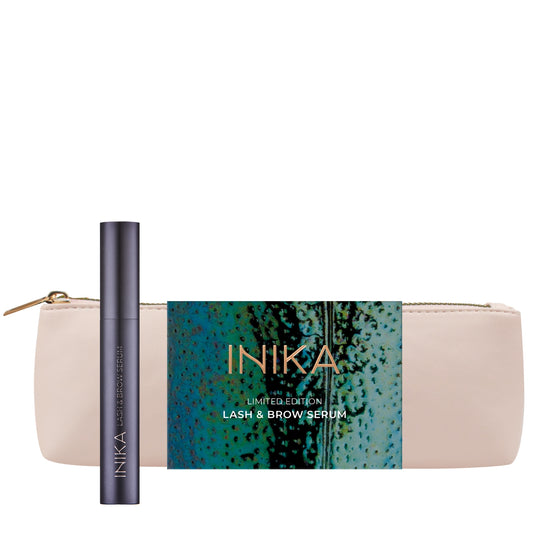 INIKA ORGANIC skropstu un uzacu serums, 7 ml + kosmētikas somiņa